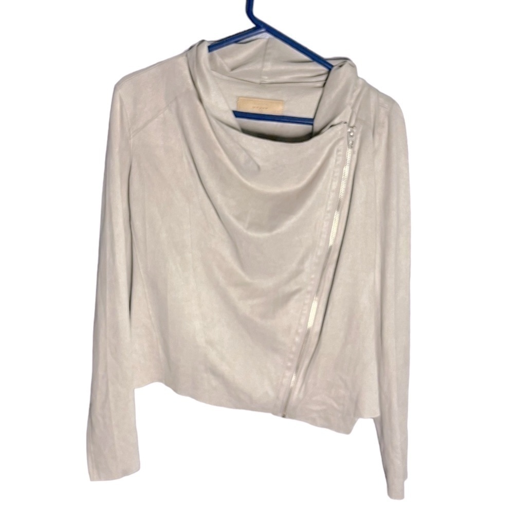 EUC-Like New Blank NYC Faux Beige Minimalist Suede Moto Jacket Size:M